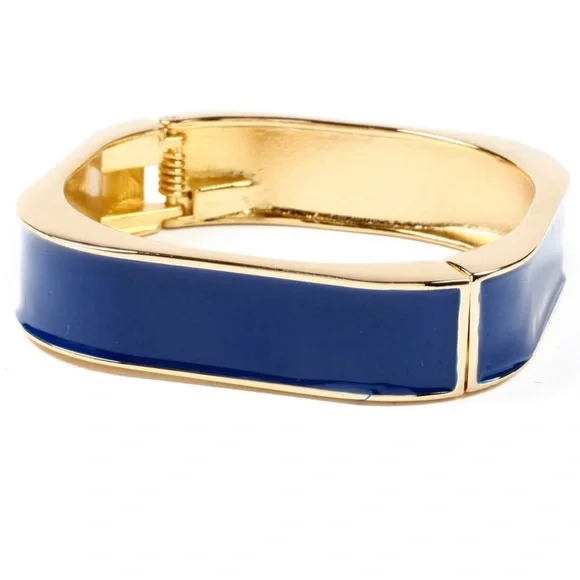 NWT Navy Blue/Gold AMRITA SINGH Square Hinge ENAMEL Cuff BRACELET - Picture 6 of 7